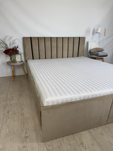 Изображение товара Комплект постельного белья Samsara Страйп-сатин 2сп 50х70 (белый, простыня на резинке)