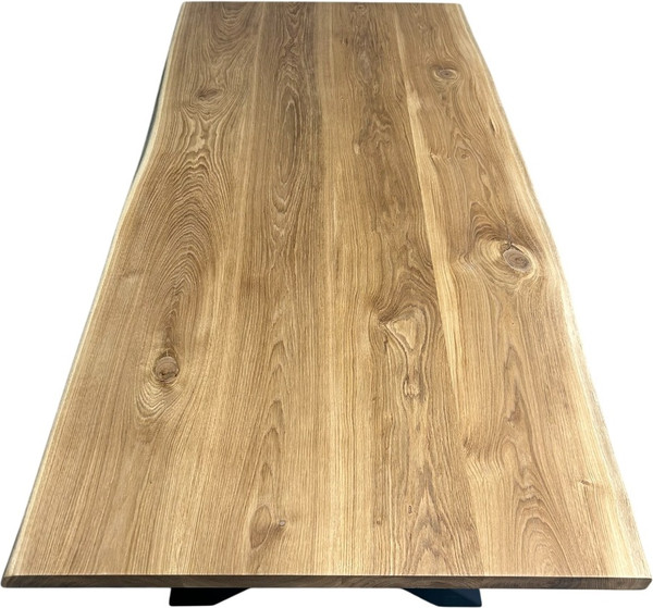 Изображение товара Обеденный стол Iva-Wood 160x70 Натуральный дуб (край натуральный, подстолье металл Х-обр.)