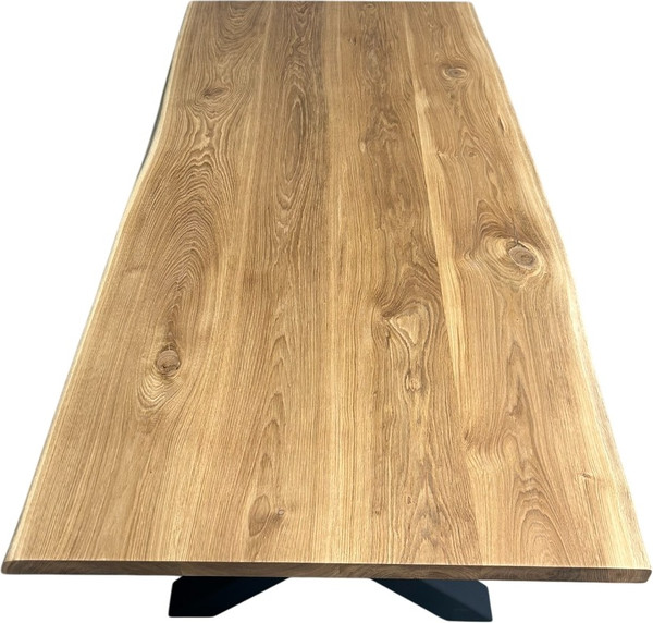 Изображение товара Обеденный стол Iva-Wood 160x70 Натуральный дуб (край натуральный, подстолье металл Х-обр.)