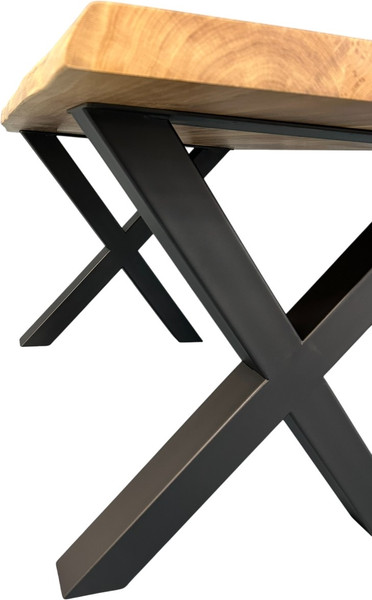 Изображение товара Обеденный стол Iva-Wood 160x70 Натуральный дуб (край натуральный, подстолье металл Х-обр.)