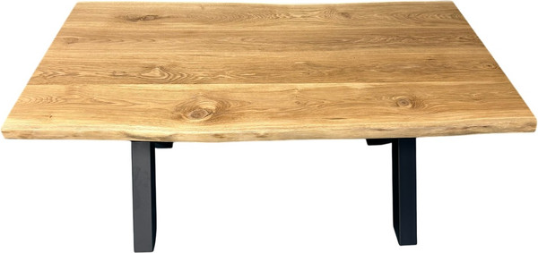 Изображение товара Обеденный стол Iva-Wood 160x70 Натуральный дуб (край натуральный, подстолье металл Х-обр.)