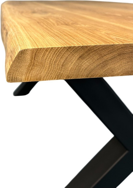 Изображение товара Обеденный стол Iva-Wood 180x70 Натуральный дуб (край натуральный, подстолье металл Х-обр.)