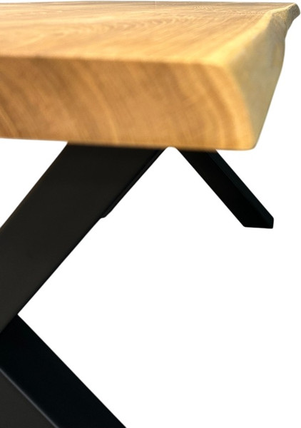 Изображение товара Обеденный стол Iva-Wood 180x70 Натуральный дуб (край натуральный, подстолье металл Х-обр.)