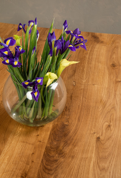 Изображение товара Обеденный стол Iva-Wood 180x70 Натуральный дуб (край натуральный, подстолье металл Х-обр.)