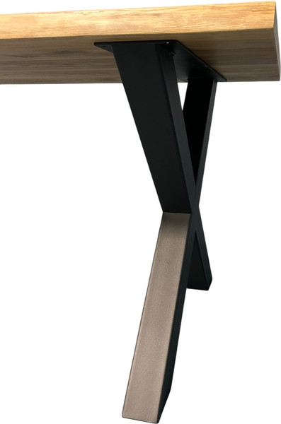 Изображение товара Обеденный стол Iva-Wood 180x70 Натуральный дуб (край натуральный, подстолье металл Х-обр.)