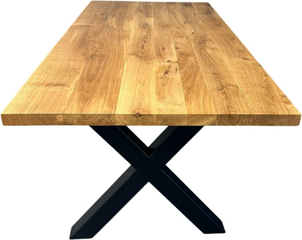 Изображение товара Обеденный стол Iva-Wood 140x70 Натуральный дуб (край прямой, подстолье металл Х-обр.)