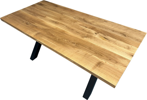 Изображение товара Обеденный стол Iva-Wood 160x70 Натуральный дуб (край прямой, подстолье металл Х-обр.)