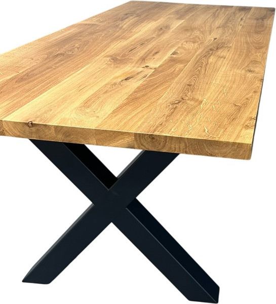 Изображение товара Обеденный стол Iva-Wood 160x70 Натуральный дуб (край прямой, подстолье металл Х-обр.)