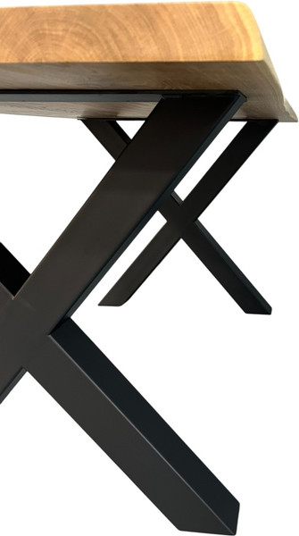 Изображение товара Обеденный стол Iva-Wood 140x80 Натуральный дуб (край натуральный, подстолье металл Х-обр.)