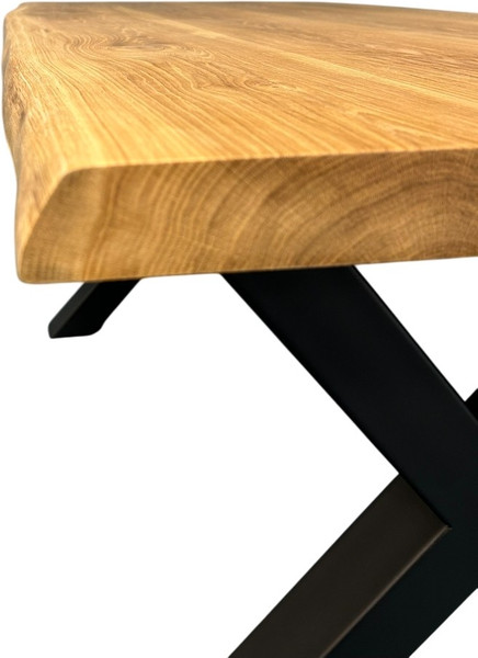 Изображение товара Обеденный стол Iva-Wood 140x80 Натуральный дуб (край натуральный, подстолье металл Х-обр.)