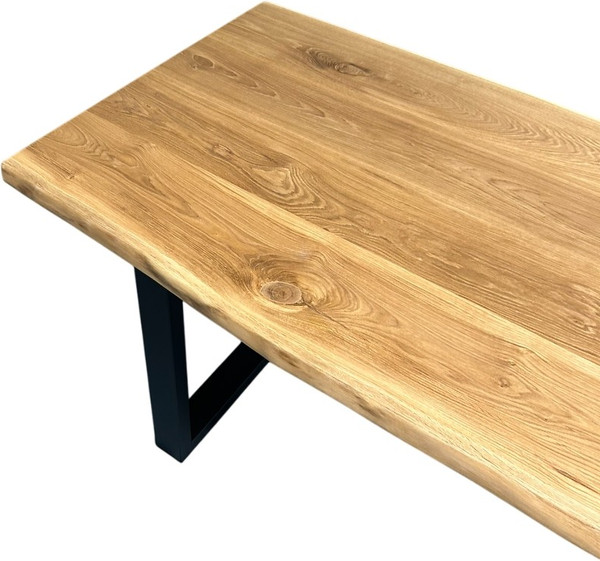 Изображение товара Обеденный стол Iva-Wood 160x80 Натуральный дуб (край натуральный, подстолье металл П-обр.)