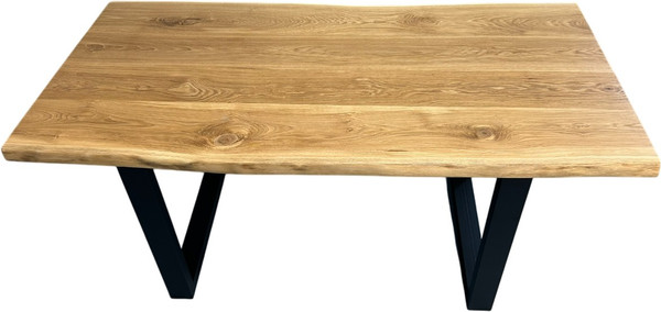 Изображение товара Обеденный стол Iva-Wood 160x80 Натуральный дуб (край натуральный, подстолье металл П-обр.)