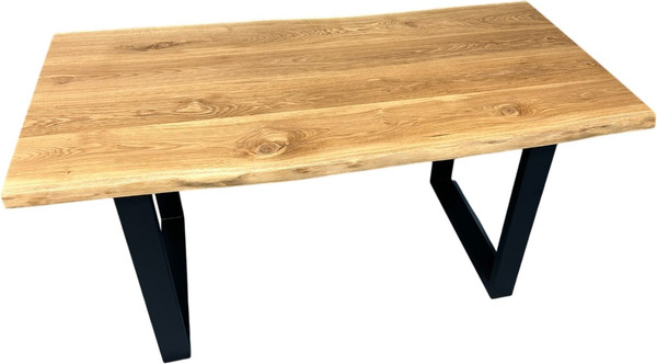 Изображение товара Обеденный стол Iva-Wood 160x80 Натуральный дуб (край натуральный, подстолье металл П-обр.)