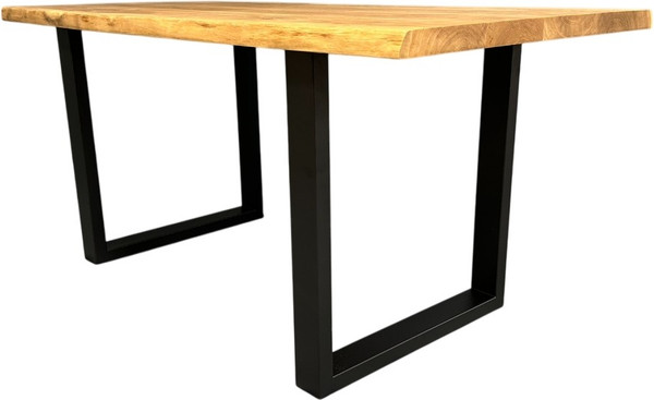 Изображение товара Обеденный стол Iva-Wood 160x80 Натуральный дуб (край натуральный, подстолье металл П-обр.)