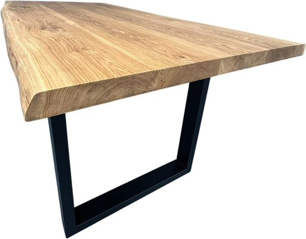 Изображение товара Обеденный стол Iva-Wood 160x80 Натуральный дуб (край натуральный, подстолье металл П-обр.)