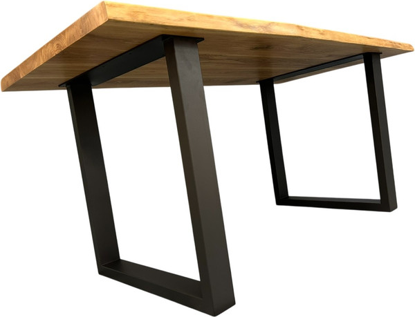 Изображение товара Обеденный стол Iva-Wood 160x80 Натуральный дуб (край натуральный, подстолье металл П-обр.)