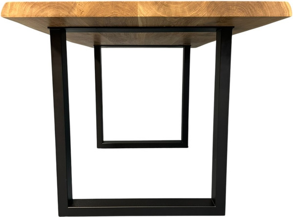 Изображение товара Обеденный стол Iva-Wood 160x80 Натуральный дуб (край натуральный, подстолье металл П-обр.)