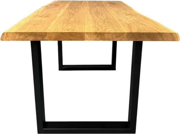 Изображение товара Обеденный стол Iva-Wood 160x80 Натуральный дуб (край натуральный, подстолье металл П-обр.)