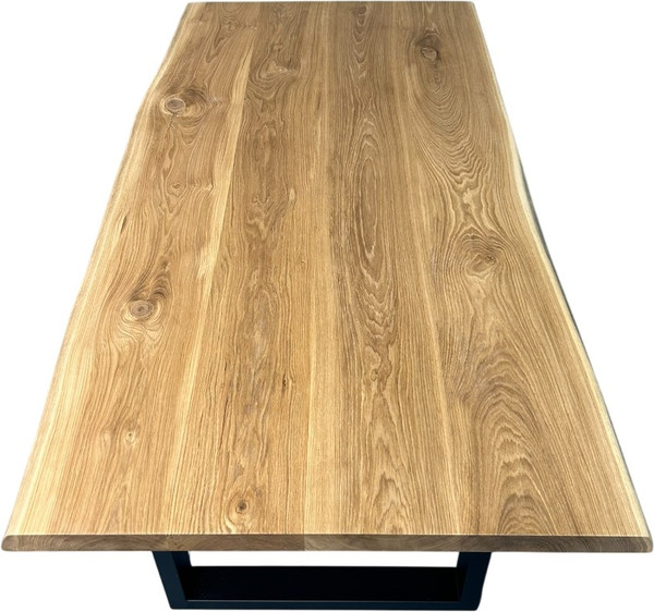 Изображение товара Обеденный стол Iva-Wood 160x80 Натуральный дуб (край натуральный, подстолье металл П-обр.)