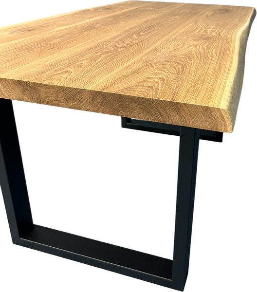 Изображение товара Обеденный стол Iva-Wood 160x80 Натуральный дуб (край натуральный, подстолье металл П-обр.)