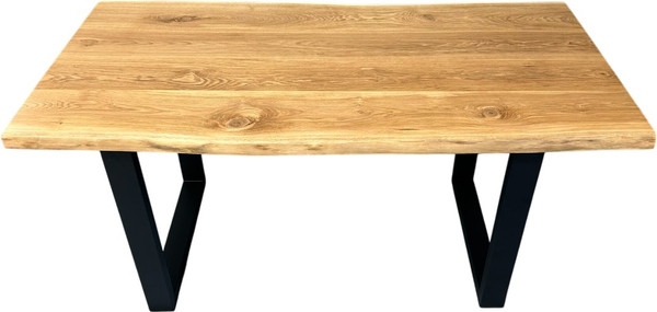 Изображение товара Обеденный стол Iva-Wood 180x80 Натуральный дуб (край натуральный, подстолье металл П-обр.)