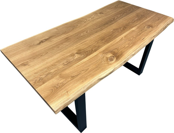 Изображение товара Обеденный стол Iva-Wood 180x80 Натуральный дуб (край натуральный, подстолье металл П-обр.)