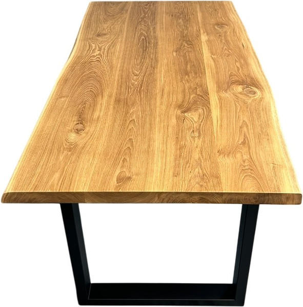 Изображение товара Обеденный стол Iva-Wood 180x80 Натуральный дуб (край натуральный, подстолье металл П-обр.)