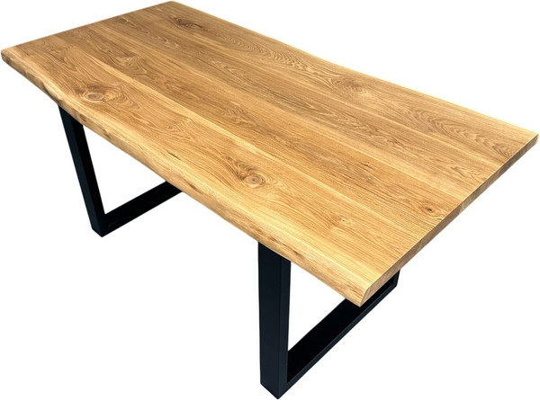 Изображение товара Обеденный стол Iva-Wood 180x80 Натуральный дуб (край натуральный, подстолье металл П-обр.)