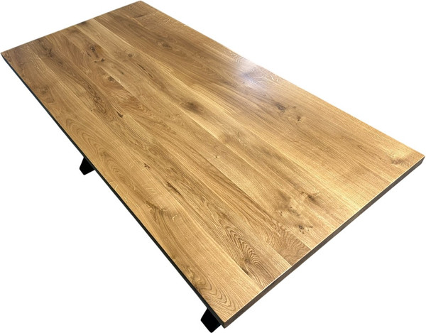 Изображение товара Обеденный стол Iva-Wood 140x80 Натуральный дуб (край прямой, подстолье металл Х-обр.)