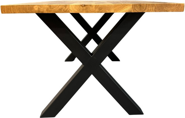 Изображение товара Обеденный стол Iva-Wood 140x80 Натуральный дуб (край прямой, подстолье металл Х-обр.)