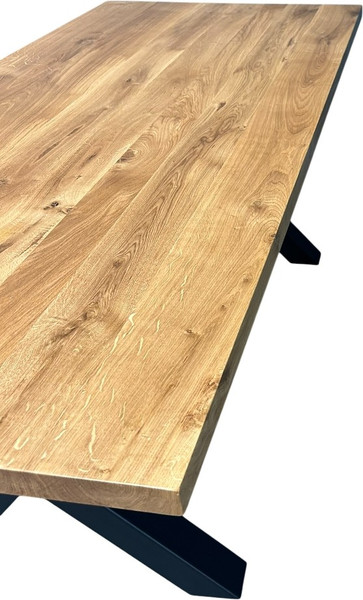 Изображение товара Обеденный стол Iva-Wood 140x80 Натуральный дуб (край прямой, подстолье металл Х-обр.)