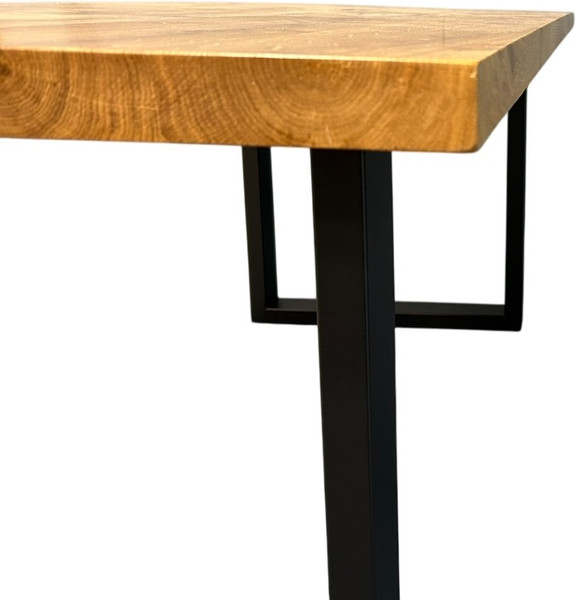 Изображение товара Обеденный стол Iva-Wood 160x80 Натуральный дуб (край прямой, подстолье металл П-обр.)