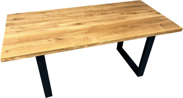 Изображение товара Обеденный стол Iva-Wood 160x80 Натуральный дуб (край прямой, подстолье металл П-обр.)