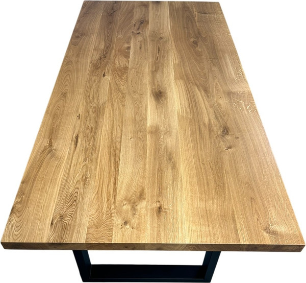 Изображение товара Обеденный стол Iva-Wood 160x80 Натуральный дуб (край прямой, подстолье металл П-обр.)