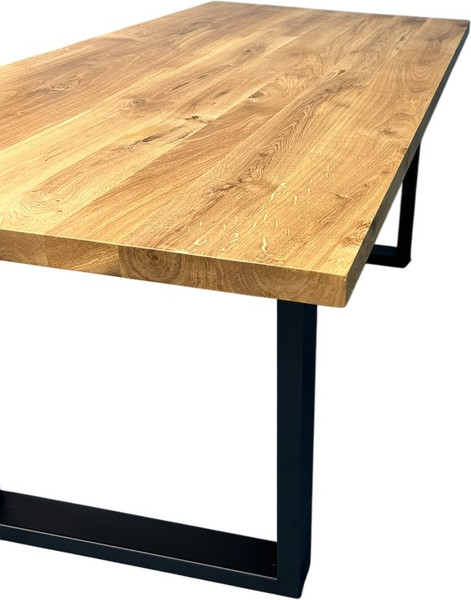 Изображение товара Обеденный стол Iva-Wood 160x80 Натуральный дуб (край прямой, подстолье металл П-обр.)