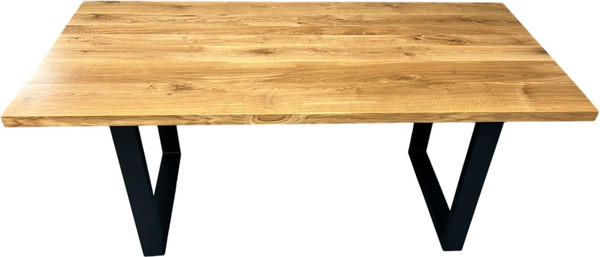 Изображение товара Обеденный стол Iva-Wood 160x80 Натуральный дуб (край прямой, подстолье металл П-обр.)
