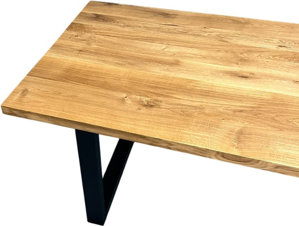 Изображение товара Обеденный стол Iva-Wood 160x80 Натуральный дуб (край прямой, подстолье металл П-обр.)