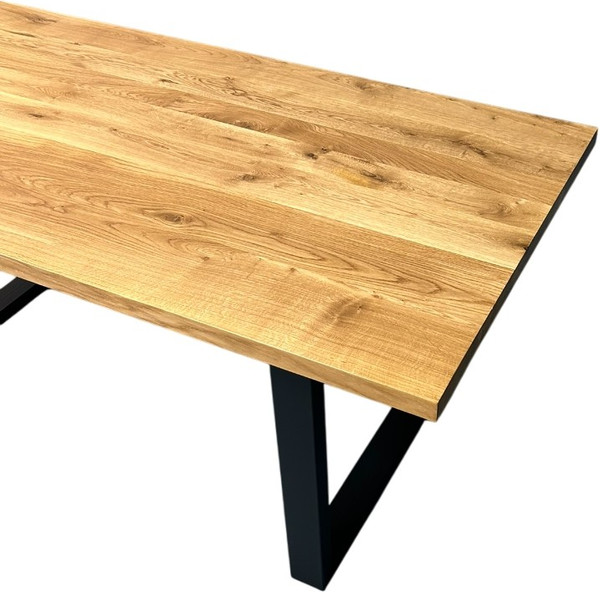 Изображение товара Обеденный стол Iva-Wood 160x80 Натуральный дуб (край прямой, подстолье металл П-обр.)