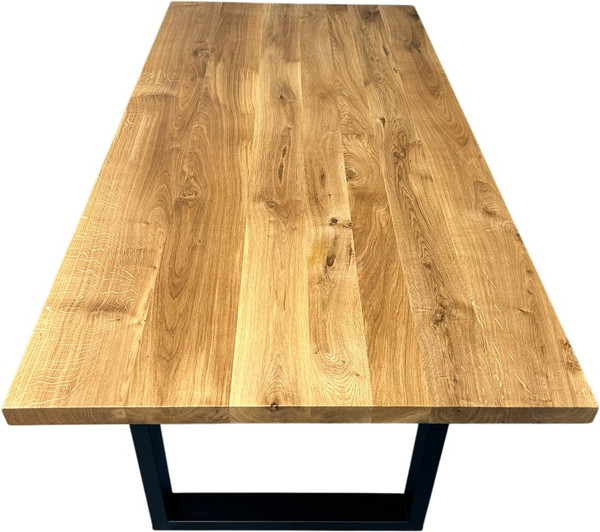 Изображение товара Обеденный стол Iva-Wood 160x80 Натуральный дуб (край прямой, подстолье металл П-обр.)