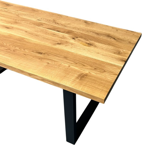 Изображение товара Обеденный стол Iva-Wood 180x80 Натуральный дуб (край прямой, подстолье металл П-обр.)