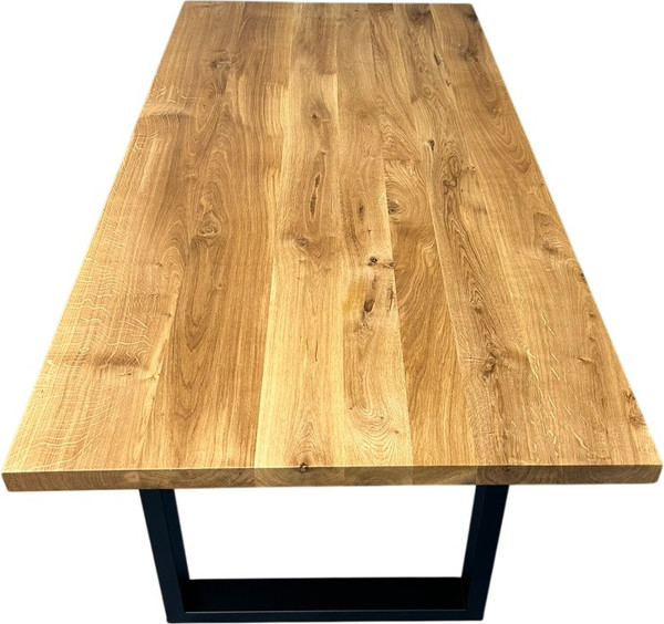 Изображение товара Обеденный стол Iva-Wood 180x80 Натуральный дуб (край прямой, подстолье металл П-обр.)