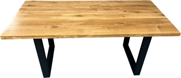 Изображение товара Обеденный стол Iva-Wood 180x80 Натуральный дуб (край прямой, подстолье металл П-обр.)