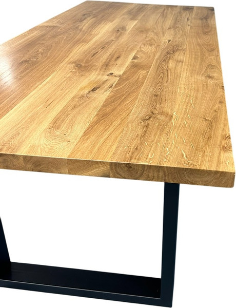 Изображение товара Обеденный стол Iva-Wood 180x80 Натуральный дуб (край прямой, подстолье металл П-обр.)