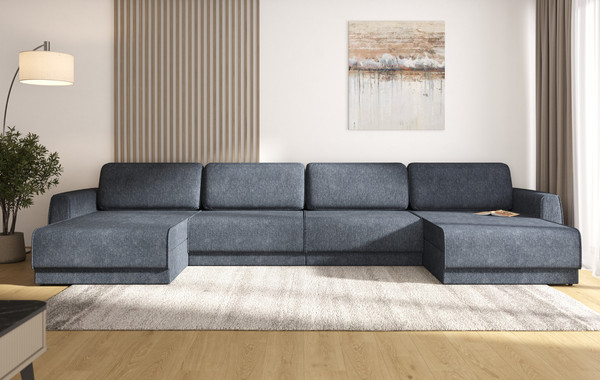 Изображение товара Диван П-образный Олмеко Женева 2S2O2P еврокнижка (микровелюр шейп сталь)