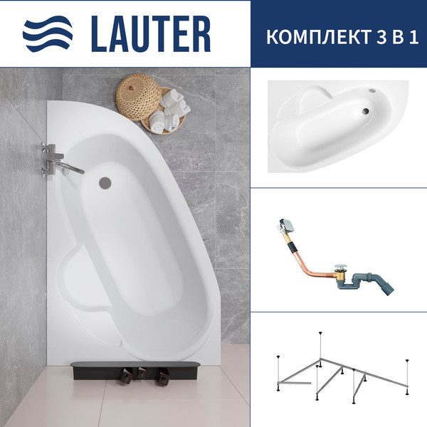 Изображение товара Ванна акриловая Lauter Valencia 160x105 / 2102160L (с каркасом и сифоном 21Y11010 хром)