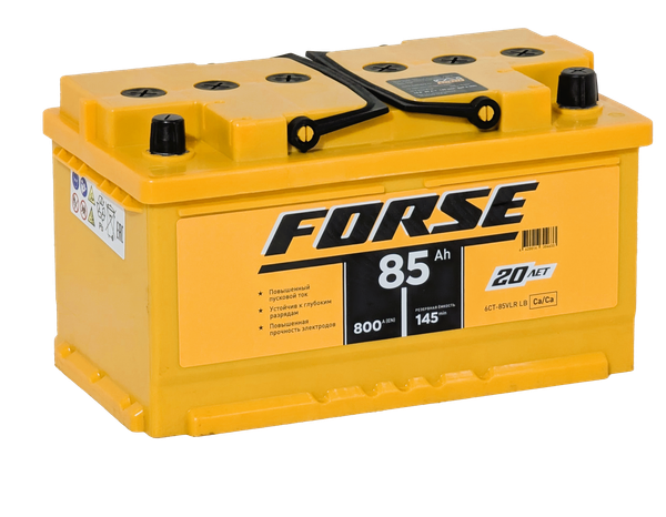 Изображение товара Автомобильный аккумулятор Forse R+ низкий 800A / 6CT-85VLR низк. (85 А/ч)
