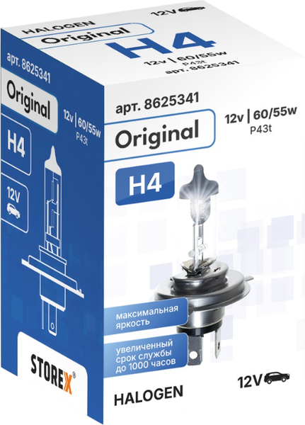 Изображение товара Автомобильная лампа Storex Original H4.12V.60/55W / 8625341