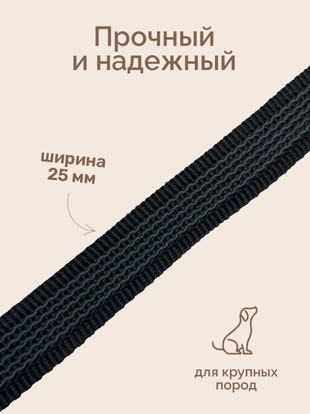 Изображение товара Поводок ZOONIK Капроновый с усиленным карабином / 11447 (черный)