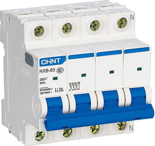 Изображение товара Выключатель автоматический Chint NXB-63S 4P 6А 4.5кА х-ка C (R) / 296903
