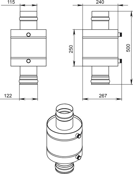 Изображение товара Теплообменник на трубу дымохода Везувий 6л на трубе 115 AISI 304 МП